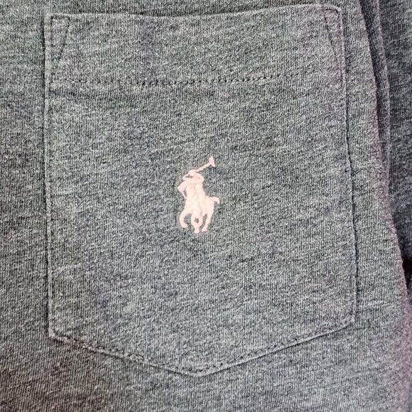 Polo Ralph Lauren Heather Green SS Logo Pocket V-Neck Cotton Poly Tee Sz M 10-12 - Picture 13 of 16